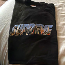 Supreme Black Graphic Logo T-Shirt XL Cotton Jersey Regular Fit Crew Neck picture