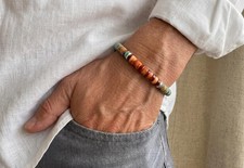 Sunset Bracelet, Red Spiny Oyster & Blue Arizona Turquoise Heishi Bracelet picture