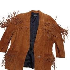 Vintage Outerwear By Phoenix Coat Mens XL Brown Suede Fringe Western USA picture