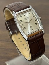 Vintage Seiko Slim Tank Men's Wrist Watch -Leather Band-Refurbished picture