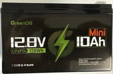 GreenOE 12.8V 10Ah LiFePO4 Battery 128Wh Mini Rechargeable Lithium 2 Pack picture
