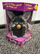 NIB Sealed Vintage Black and Grey Leopard Furby 1998 picture