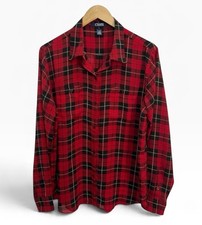 Chaps Red Plaid Button Down Lightweight Semi Sheer Shirt Top - Women’s XL picture