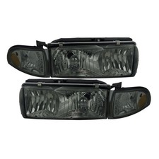 for Chevy Impala 1994-1996 Left Right Headlight Chrome Crystal Housing Smoke picture