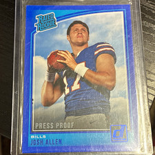 2018 Panini Donruss Josh Allen #304 Rated Rookie Press Proof Blue Bills picture
