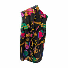 Lauren Ralph Lauren Equestrian Horse Tie Neck Sleeveless Woven Blouse 2 picture