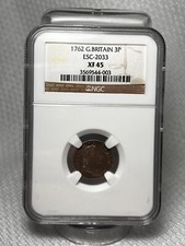 1762 Great Britain 3P ( Pence) qEsc-2033 Coin NGC XF 45 picture
