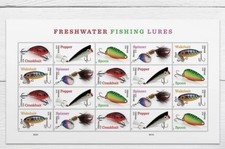 US 2025 SC#5961 - 5965 - FRESHWATER FISHING LURES Forever Stamps - Sheet of 20 picture