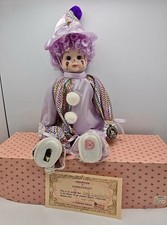 VINTAGE Brinn's Porcelain Clown Doll JONI FNCK-6069 Purple Costume MIB COA Item picture