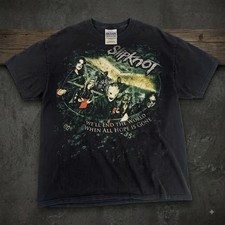 Hanes T-Shirt Mens Black Vintage Slipknot Graphic Grunge Concert V1 picture