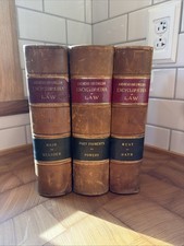 Lot of 3 Antique Leather Bound Law Books maim , oath, powers. RARE picture