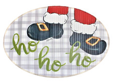 Trade Cie Haley Bush Santa boots HO HO HO Christmas bamboo painted floor mat new picture