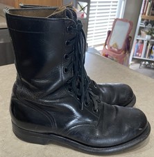 Vtg 1966 Vietnam War Era Military Mens Boots Leather Combat Black Size 9W picture