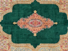 10x14 GREEN ANTIQUE RUG ORIENTAL HANDMADE VINTAGE hand-knotted fine emerald big picture