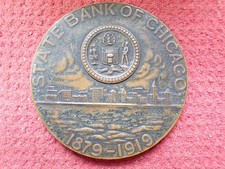 Antique 1919 Commemorative Bank of Chicago Bronze Medal picture