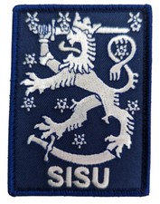 Finnish Coat of Arms Sisu Morale Style Patch Blue And White 3.5 x 2.5 Inches. picture
