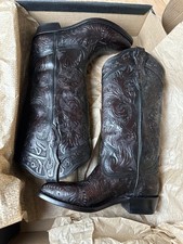 New FRYE Western Cowboy Cowgirl Boots Leather Billy Daisy Womens Black Brown 7 picture