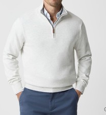 J Crew Quarter Zip Sweater Large | 100% Cotton | Heather Mist | Retail$110 | NWT picture