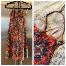 VTG 1960s Elizabeth Stewart California  XS Paisley Halter Neck Sundress Dress picture