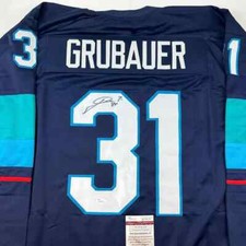 Philipp Grubauer Autographed/Signed Seattle Kraken Custom Hockey Jersey JSA COA picture