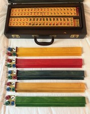 Vintage E.S. Lowe Bakelite Mah Jongg Set 162 Tiles Catalin Racks picture