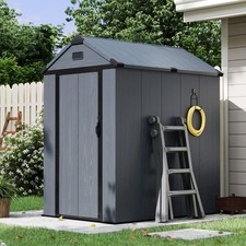 4×6FT All-Weather Resin Storage Shed Weatherproof Tool Shed with Floor Dark Gray picture