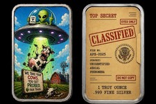 XVI Mint  The Classified Files Bovine Conspiracy 1 oz Silver Color Art Bar in... picture