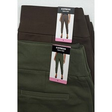 Express Ponte Pants Womens Small Lot of 2 Brown Olive Pull On Stretch Ankle NEW picture