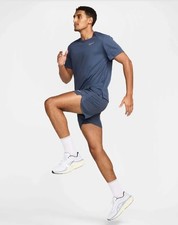  Nike Men's Miler Dri-Fit UV Short-Sleeve, Thunder Blue/Silver SMALL DV9315-437 picture