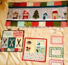 Candy Cane Lane Bench Kimberbell Pillow Cover Machine Appliqued Fairy Lights picture