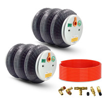 2 Pack Universal Air Spring Replacement Triple Bellow w/Tubing Standard 2600 lbs picture