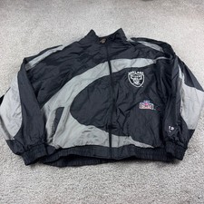 VINTAGE Oakland Raiders Jacket Mens 2XL XXL Black NFL Windbreaker Pro Player picture