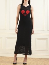 Moschino Couture Women Black Mesh Open Work Heart Maxi Dress NWT Auth. Size XS picture