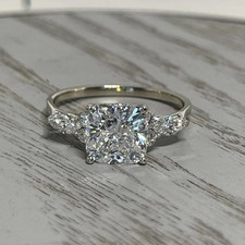 2.50Ctw EF VS1 Cushion Lab Grown Diamond Ring IGI Certified 14k White Gold picture