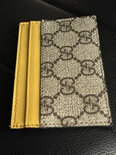 Gucci, supreme canvas card case yellow with COA picture