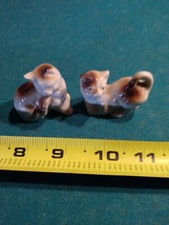 1921 - 1941 Vintage Pair Of Japan Porcelain Cats 1.5 Inches Each As Tape Shows picture
