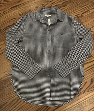 NEW Madewell Women’s Relaxed Curve Hem Button Shirt Top Gingham Size M NWT picture