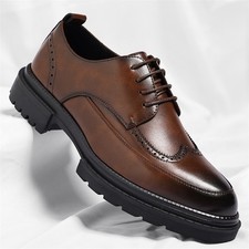 Wing Tip Men's Faux Leather Dress Shoes Round Toe Brogue Lace Up Formal Fashion picture