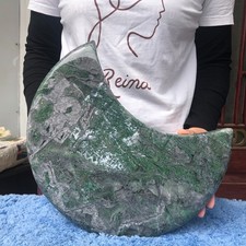 7.8LB Natural African Emerald Quartz  crystal hand Carved moon Reiki healing picture