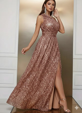 Elegant Rose Gold Sequin Formal Dress - One Shoulder - multiple sizes picture