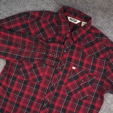 Salt Valley Western Shirt Mens Med Red Plaid Pearl Snap Cowboy Workwear Casual picture