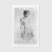 Original Female Figure Charcoal Drawing Signed OOAK Academic Fine Art Study picture