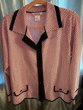 Exclusively Misook Knit Pant Set L Large Pink Black Honeycomb Dot Jacket Pants  picture