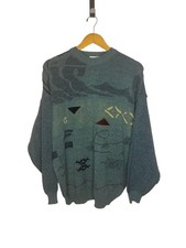 Mark Adam Vintage Knit Sweater XL 56/58 Blue Graphic picture