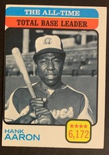 1973 Topps Baseball - #473 Hank Aaron - Total Base Leader - ex cond - off center picture