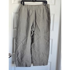 Pure Jill J. Jill Garment Dyed Linen Pants Womens Medium Green Wide Leg Cropped picture