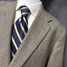 Tom James Sport Coat 44S Brown Geln Plaid Check Tweed Blazer Jacket Custom picture