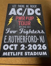 AC/DC October 2026 PWR UP Tour Foo Fighters E. Rutherford Promo Cardstock Poster picture