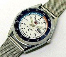 Vintage Seiko 5 Automatic Men's Wrist Watch White Dial With Exhibition Back FREE picture