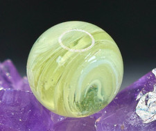 SWEET Vintage Peltier Glass Onyx Feather Slag UV Uranium GLOWING - .59